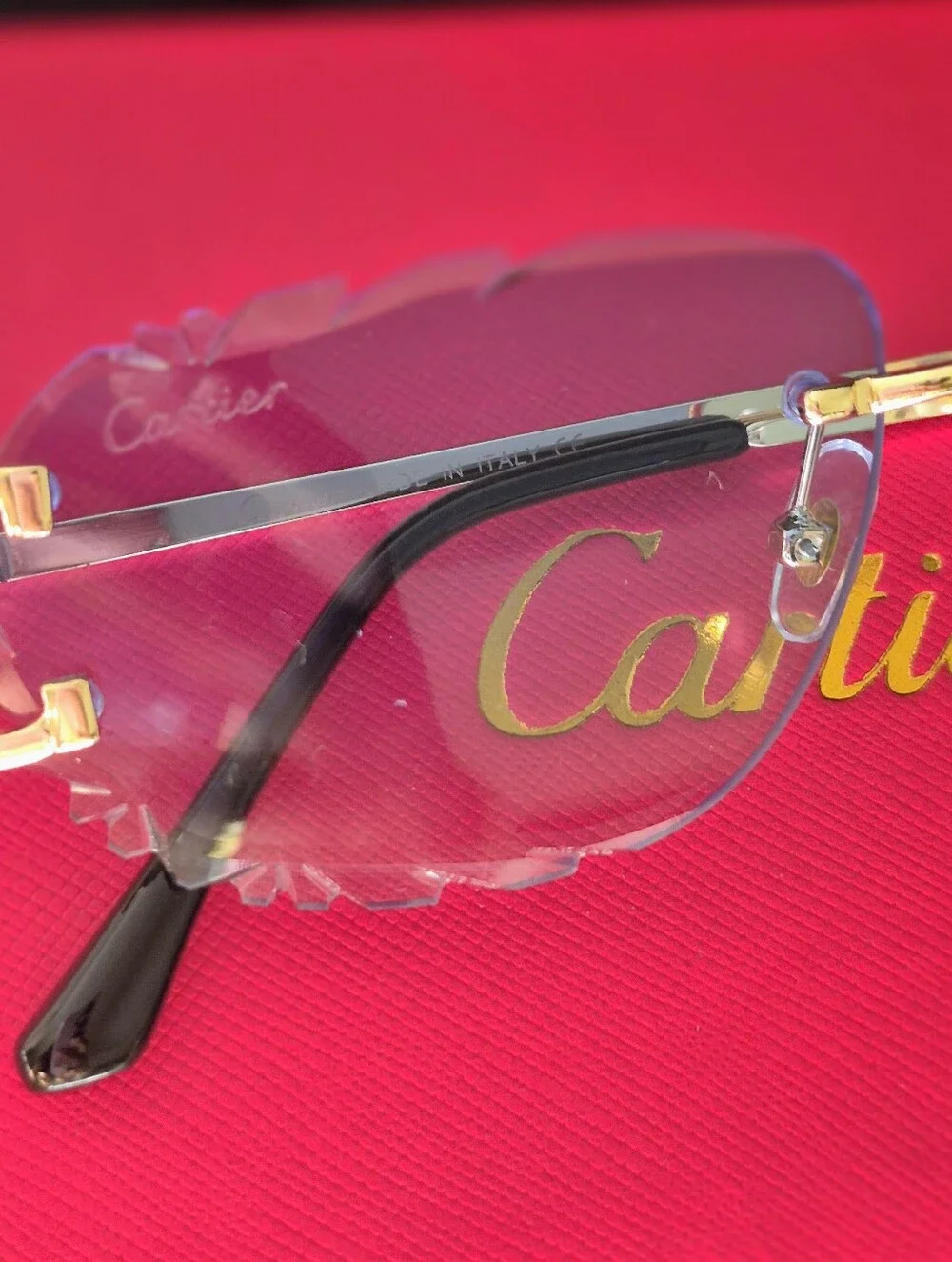 Cartier Rimless Sunglasses with Blue Gradient Lenses